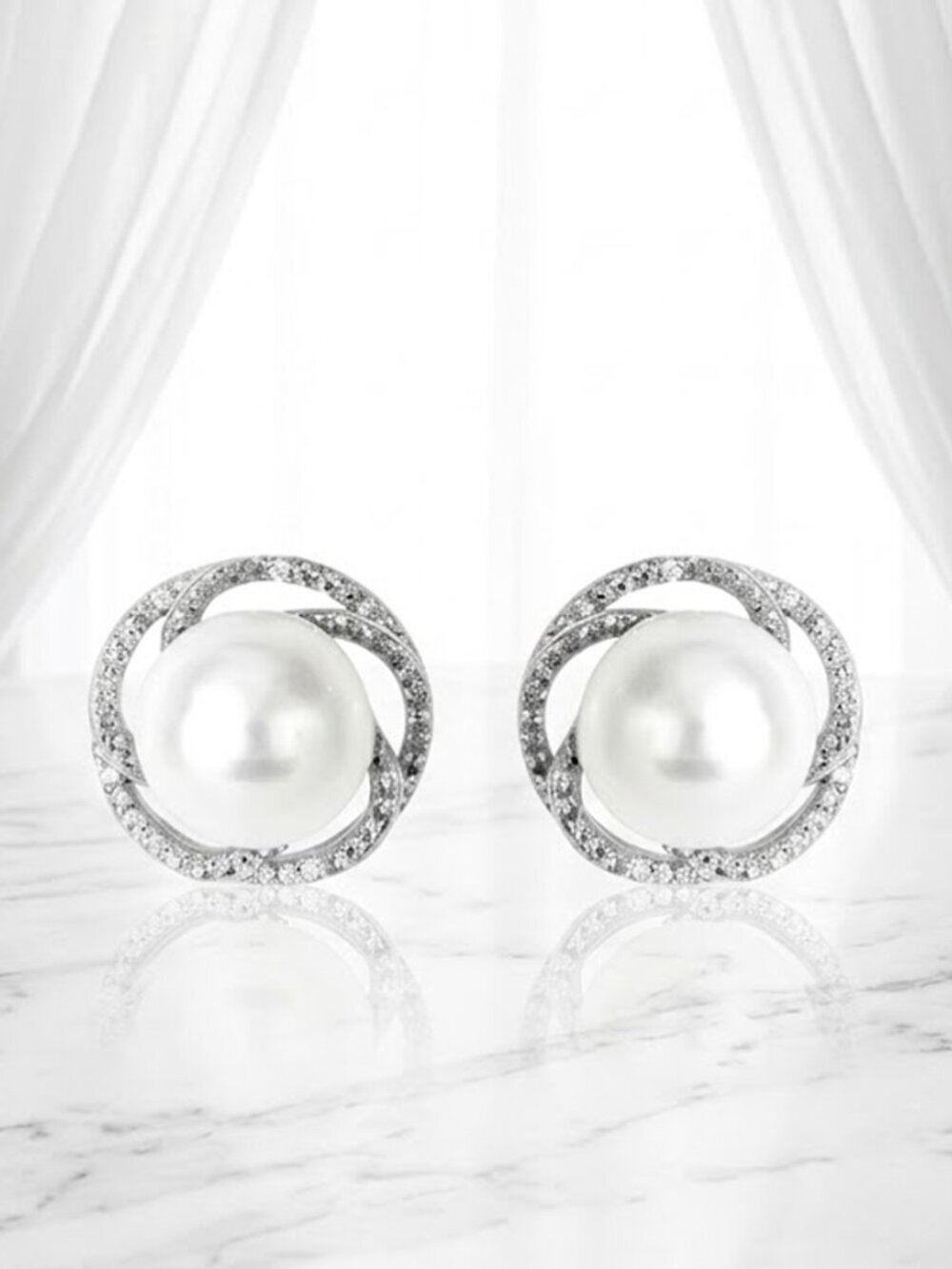 Elegant Platinum Pearl Earrings